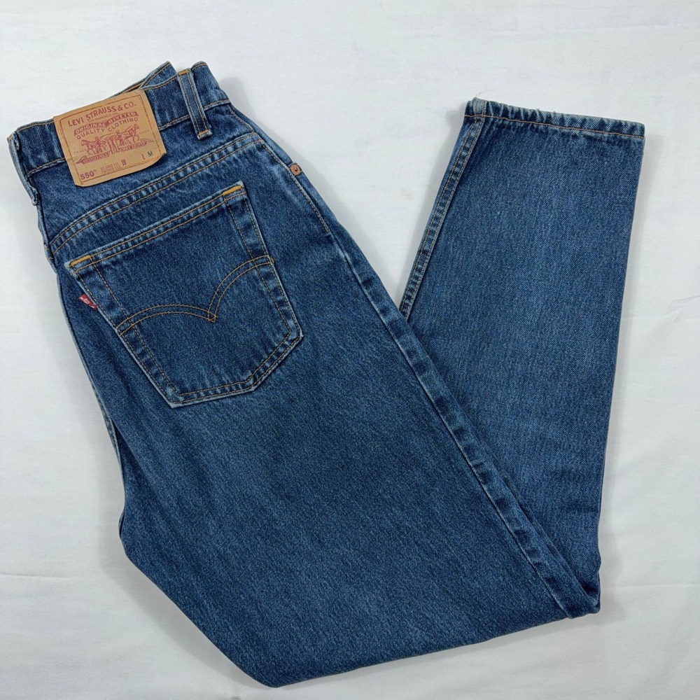 Levis 550 Relaxed Fit Jeans Womens Size 12 Dark Wash Blue Vintage 90s USA